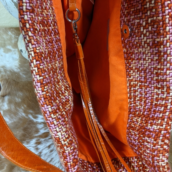 Jana Feifer Orange Pink Tweed Hobo Shoulder Bag - Picture 11 of 12